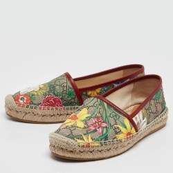 Gucci Beige/Brown GG Supreme Canvas Pilar Print Espadrille Flats Size 36.5