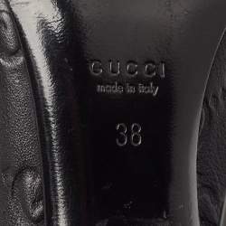 Gucci Black Guccissima Leather Open Toe Pumps Size 38