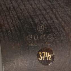 Gucci Brown Canvas and Leather Web Slide Sandals Size 37.5