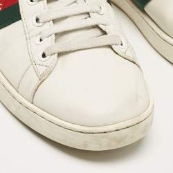 Gucci White Leather Ace Web Low Top Sneakers Size 36.5