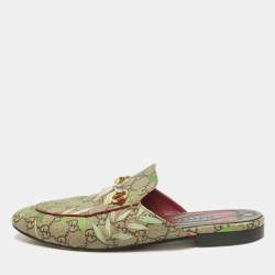Pre Owned Gucci Multicolor Monogram Coated Canvas Princetown Horsebit Flat Mules Size 40