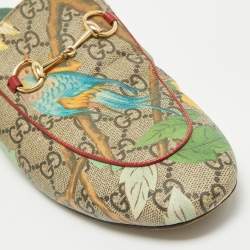 Pre Owned Gucci Multicolor Monogram Coated Canvas Princetown Horsebit Flat Mules Size 40