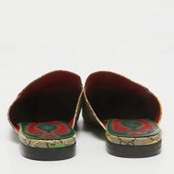 Pre Owned Gucci Multicolor Monogram Coated Canvas Princetown Horsebit Flat Mules Size 40