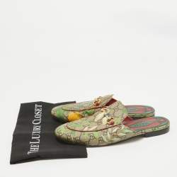 Pre Owned Gucci Multicolor Monogram Coated Canvas Princetown Horsebit Flat Mules Size 40