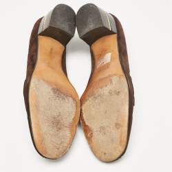 مملوكة مسبقًا Gucci Brown Suede Block Heel Pumps Size 39