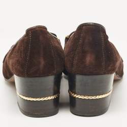 مملوكة مسبقًا Gucci Brown Suede Block Heel Pumps Size 39