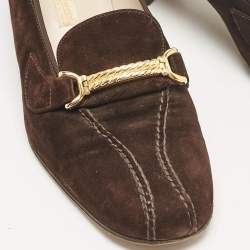 مملوكة مسبقًا Gucci Brown Suede Block Heel Pumps Size 39