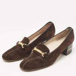 مملوكة مسبقًا Gucci Brown Suede Block Heel Pumps Size 39