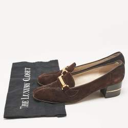مملوكة مسبقًا Gucci Brown Suede Block Heel Pumps Size 39