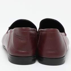 Gucci Burgundy Leather Jordaan Horsebit Loafers Size 35