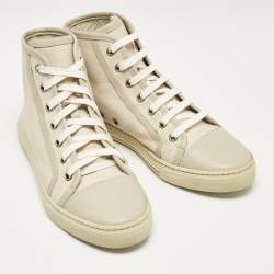 Gucci Grey GG Canvas and Leather High Top Sneakers Size 37