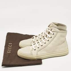 Gucci Grey GG Canvas and Leather High Top Sneakers Size 37