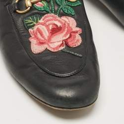 Pre Owned Gucci Black Leather Princetown Mules Size 38.5