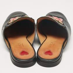Pre Owned Gucci Black Leather Princetown Mules Size 38.5