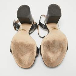 Gucci Black Leather GG Marmont Ankle Strap Sandals Size 39