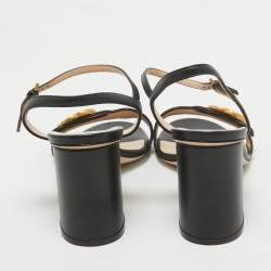 Gucci Black Leather GG Marmont Ankle Strap Sandals Size 39