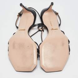 Pre Owned Gucci Black Leather Ankle Strap Sandals Size 38