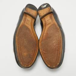 Pre Owned Gucci Black Leather Jordaan Loafers Size 37.5