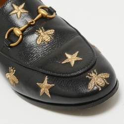 Pre Owned Gucci Black Leather Jordaan Loafers Size 37.5