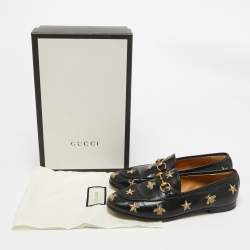 Pre Owned Gucci Black Leather Jordaan Loafers Size 37.5