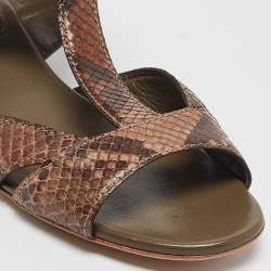 Gucci Brown/Beige Python Ankle Strap Sandals Size 38.5