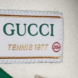 Pre Owned Gucci Brown Canvas Tennis 1977 Lace Up Sneakers Size 35.5