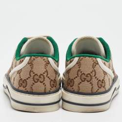Pre Owned Gucci Brown Canvas Tennis 1977 Lace Up Sneakers Size 35.5