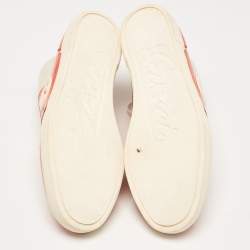 Pre Owned Gucci Orange Canvas and Patent Leather GG High Top Sneakers Size 37