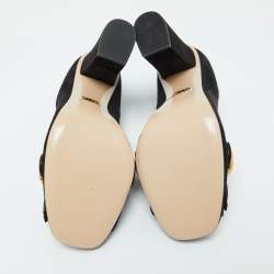 مملوكة مسبقًا Gucci Black Suede GG Marmont Block Heel Pumps Size 38.5