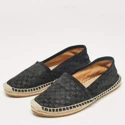 Pre Owned Gucci Black Suede Slip On Espadrille Flats Size 36