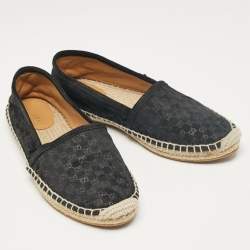 Pre Owned Gucci Black Suede Slip On Espadrille Flats Size 36