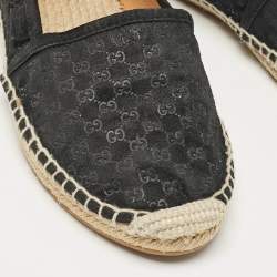 Pre Owned Gucci Black Suede Slip On Espadrille Flats Size 36