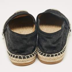 Pre Owned Gucci Black Suede Slip On Espadrille Flats Size 36