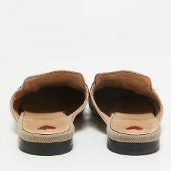 Gucci Beige Canvas Web Princetown Mules Size 40