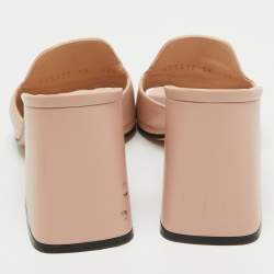 Gucci Pink Leather Block Heel Slide Sandals Size 39