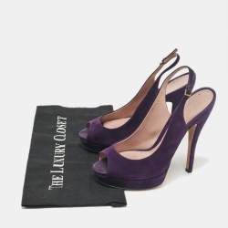 Gucci Purple Suede Ankle Strap Sandals Size 38.5