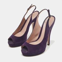 Gucci Purple Suede Ankle Strap Sandals Size 38.5