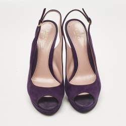 Gucci Purple Suede Ankle Strap Sandals Size 38.5