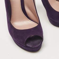 Gucci Purple Suede Ankle Strap Sandals Size 38.5