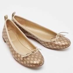 Gucci Gold Leather GG Ballet Flats Size 37