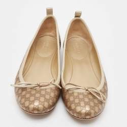 Gucci Gold Leather GG Ballet Flats Size 37