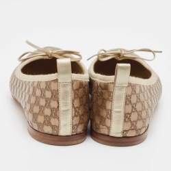 Gucci Gold Leather GG Ballet Flats Size 37