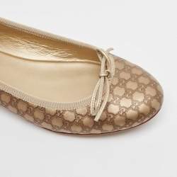 Gucci Gold Leather GG Ballet Flats Size 37