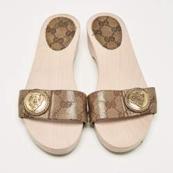 Gucci Brown GG Canvas Hysteria Slide Sandals Size 36