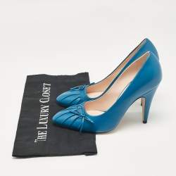 Gucci Blue Leather Pointed Toe Pumps Size 37.5