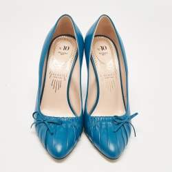 Gucci Blue Leather Pointed Toe Pumps Size 37.5