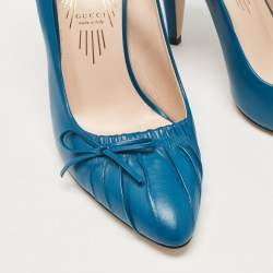 Gucci Blue Leather Pointed Toe Pumps Size 37.5