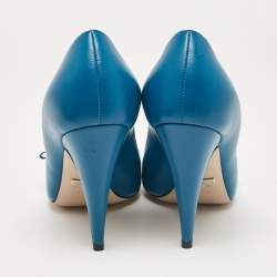 Gucci Blue Leather Pointed Toe Pumps Size 37.5