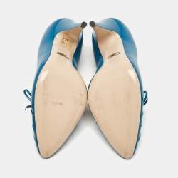 Gucci Blue Leather Pointed Toe Pumps Size 37.5