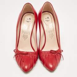 Pre Owned Gucci Red Leather Pointed Toe Pumps Size 37.5